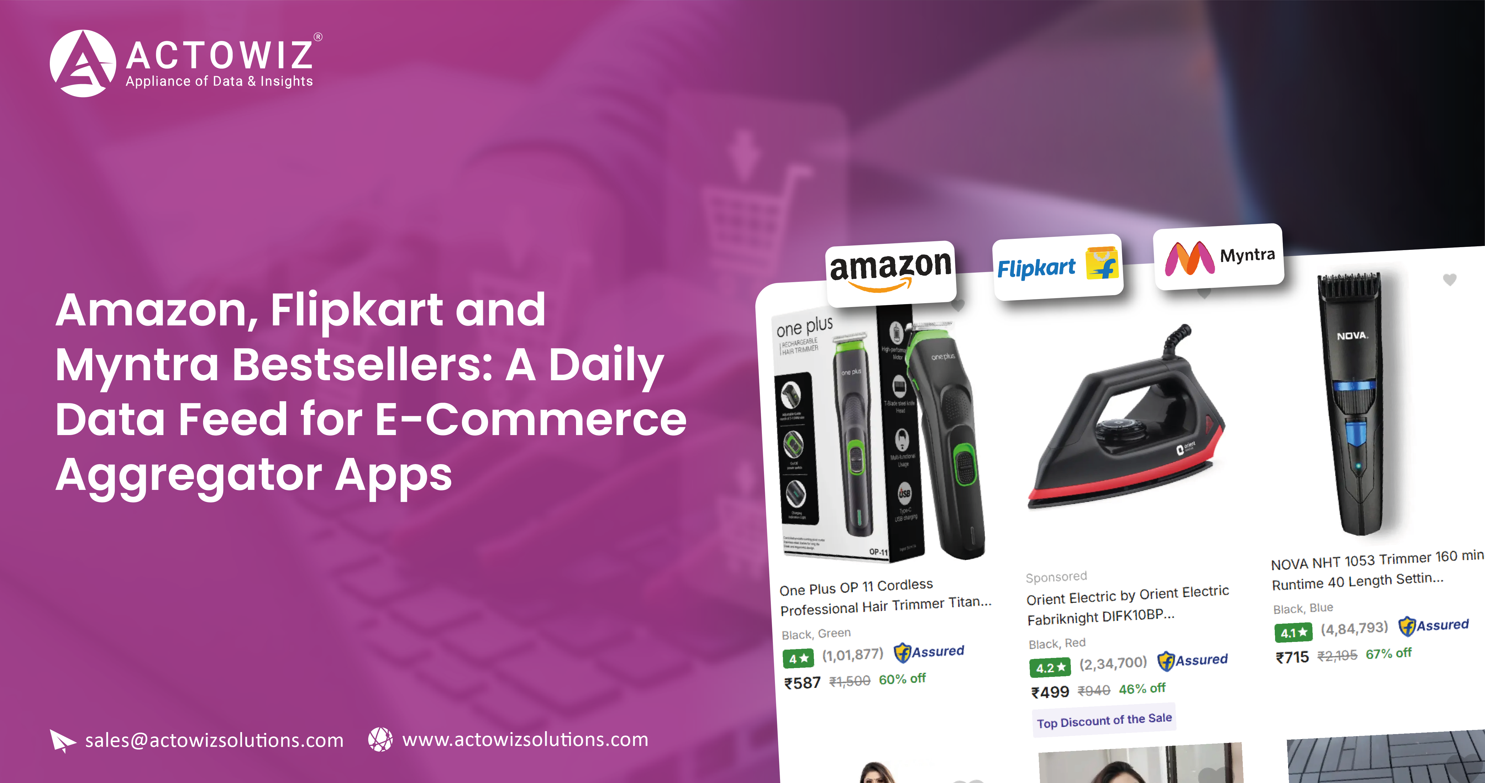 Amazon Flipkart Myntra bestseller data feed for e-commerce aggregator apps